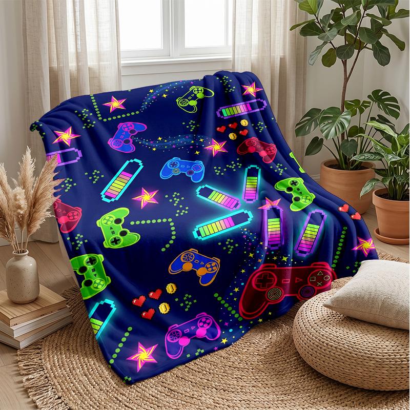 Gaming Headphones and Keyboard Theme Blanket Lightweight Warm Flannel Blanket Decorative Throw Blanket for Home Decoration