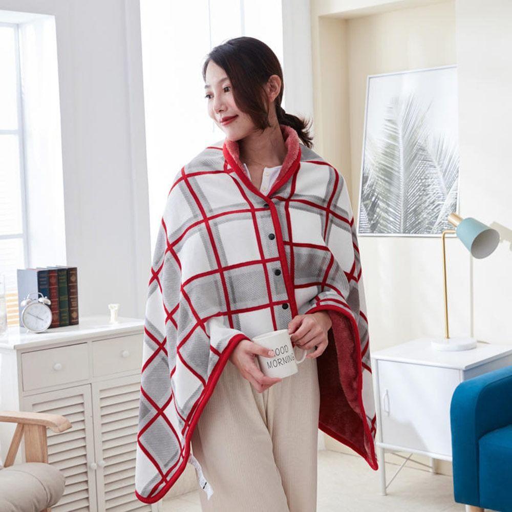 Keep Warm Wearable Shawl Blanket Winter Thick Plaid Blanket  for Women and Office Use