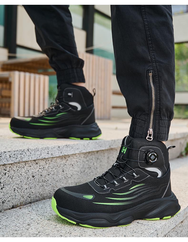Lightweight Rotating Button Safety Shoes - Anti-Smash, Anti-Puncture; Ideal for Construction & Labor Work