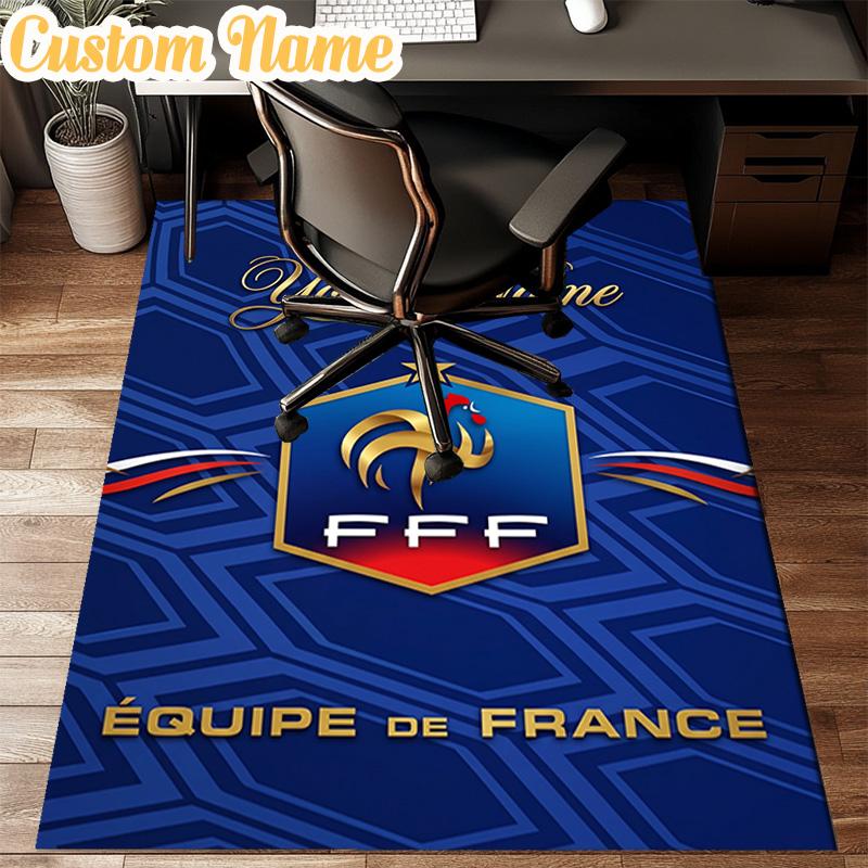 Custom Name France Football Emblem Rug Office Rug Chair Mat Non Slip Carpet Rugs for Bedrooms Dining Room Living Room Home Decor gifts