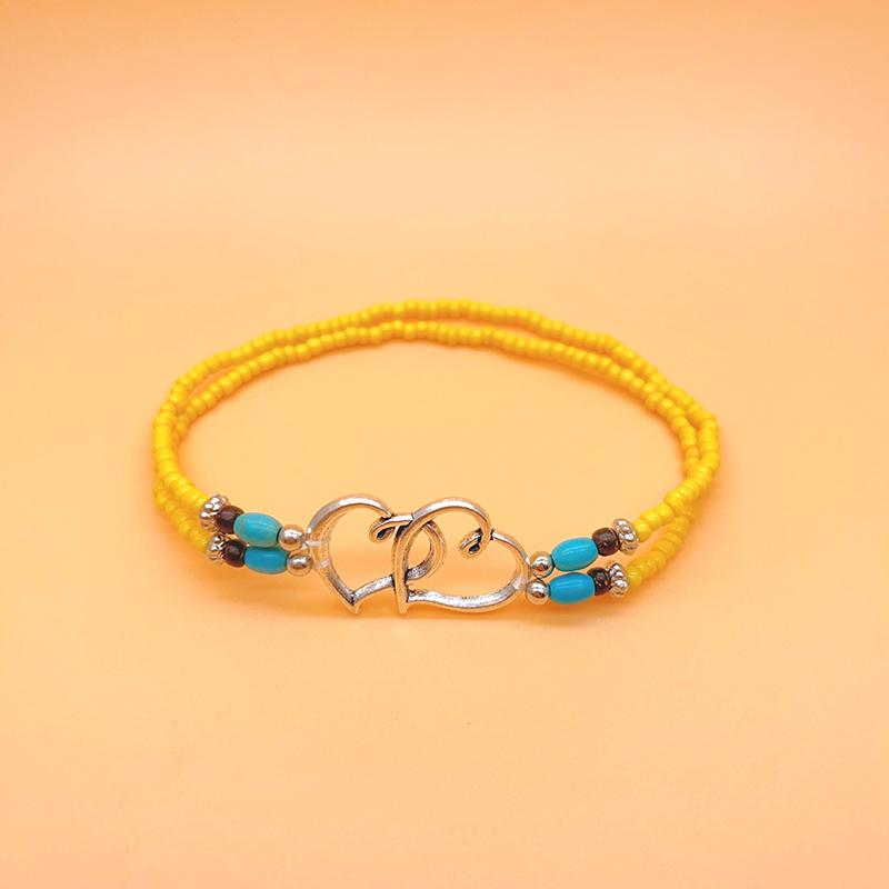 1 Stück Neue Böhmische Seestern Muschel Perlen Fußkettchen Für Frauen Doppeltes Herz Perlen Bein Kette Sommer Strandparty Barfuß Sandale Schmuck