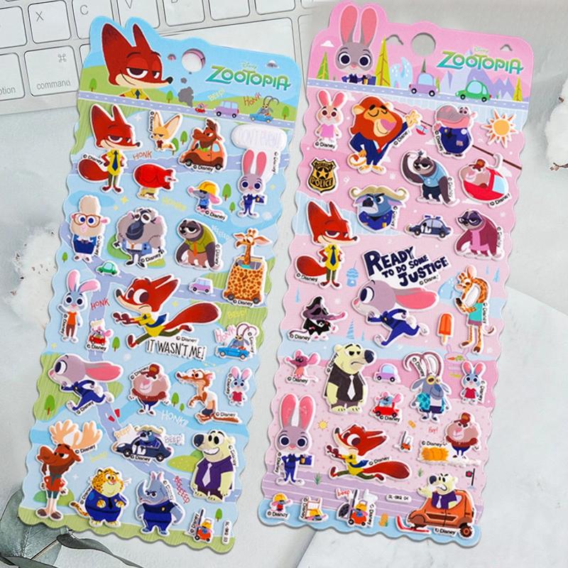 Cartoon Anime Rabbit Judy Fox Nick Stickers Zootopia 3D Relief Sticker Children DIY Scrapbook Notebook Decorative Sticker Gift