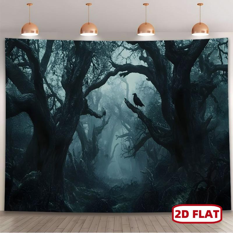 2D plane 2D plane - 1 piece of mysterious dark forest crow background fabric.PMJ
