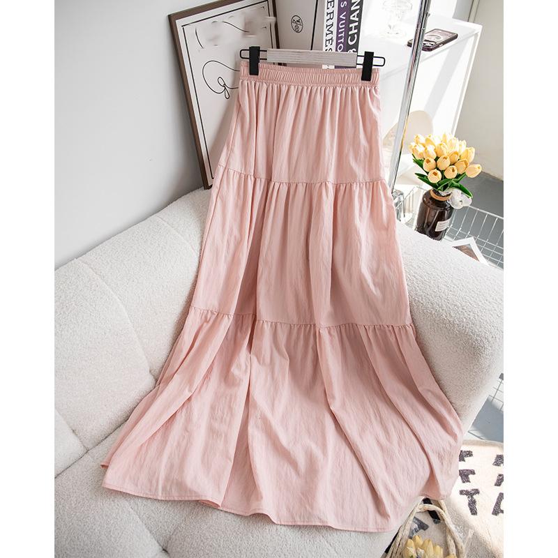 

Женская летняя мода с юбкой с высокой талией, свободная тонкая юбка А-силуэта, плиссированная юбка XS розовый