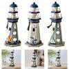 Wooden Lighthouse Collection Photography Prop Vintage Style Beach Themed Ornament for Desktop Office Desk Entrance Cabinet