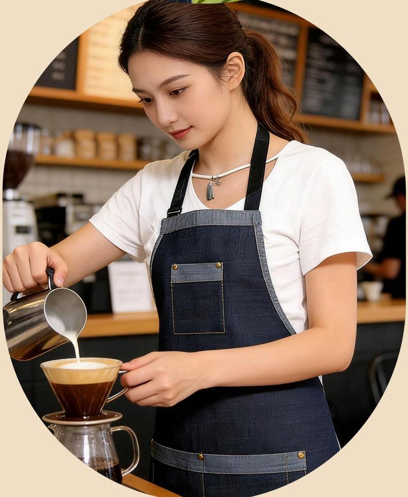 New Style Cross-Border Denim Apron: Barista, Barber & Kitchen Wear with Custom Logo