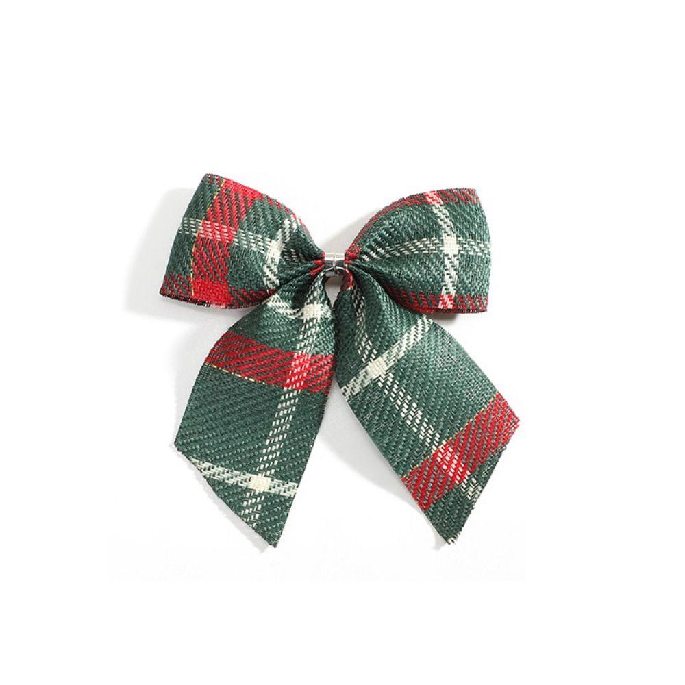 10Pcs/set Cloth Christmas Plaid Bow Various Style Cute Xmas Tree Pendant Plaid Bow Soft Christmas Garland Accessories