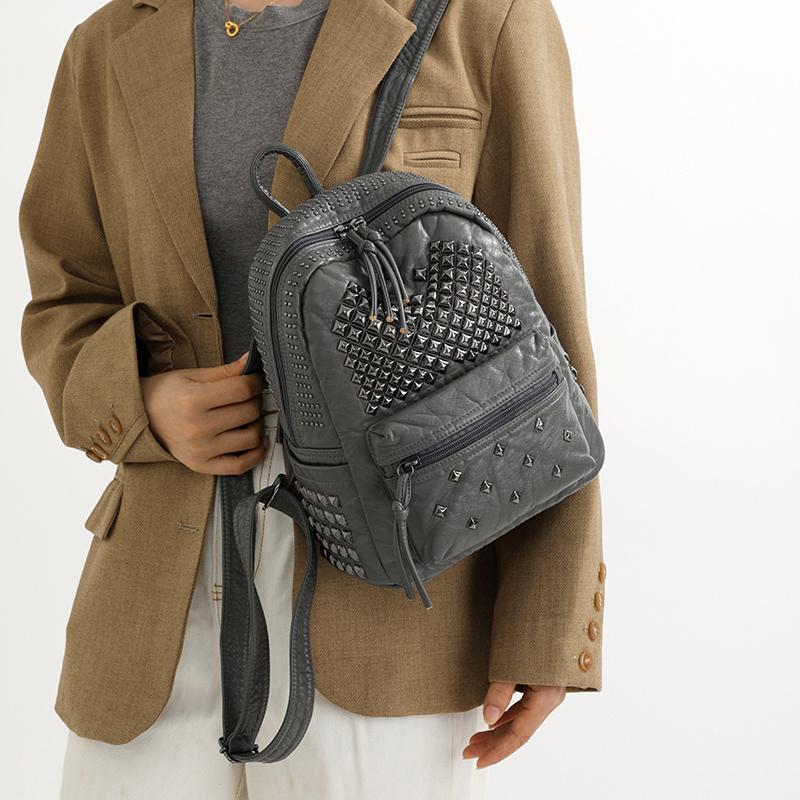 Rivet PU Backpack Women Travel Backpack