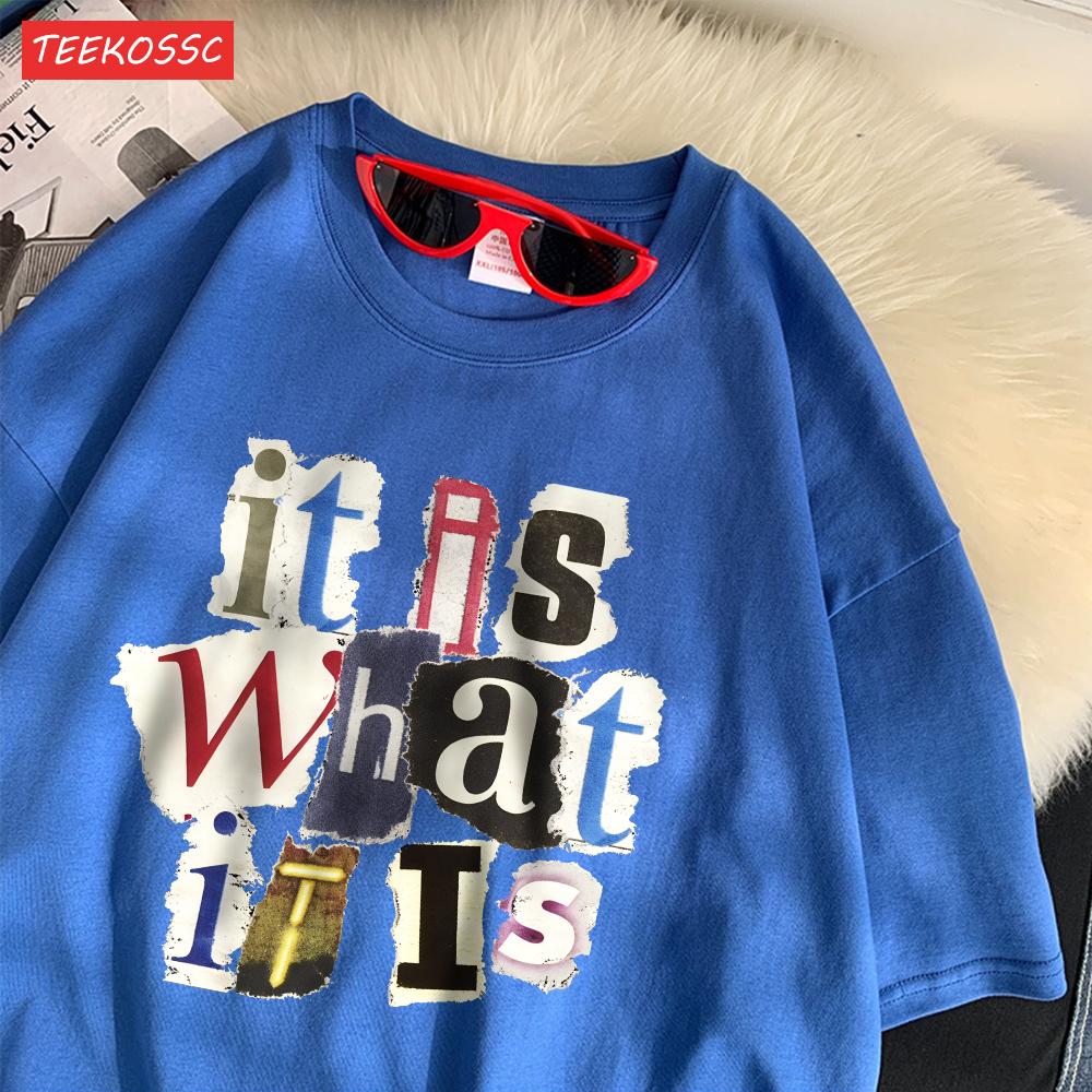 Fashion Cotton WomenS TShirts It Is What Funny Letter Printing Tops Oversize ONeck Soft Short Sleeve Summer Female Clothes