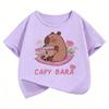 Kawaii Capybara Kids Tshirts Summer Short Sleeve Tees Cartoon Animal Boys Girls Clothes Kawaii Tops Y2K Children T-shirt
