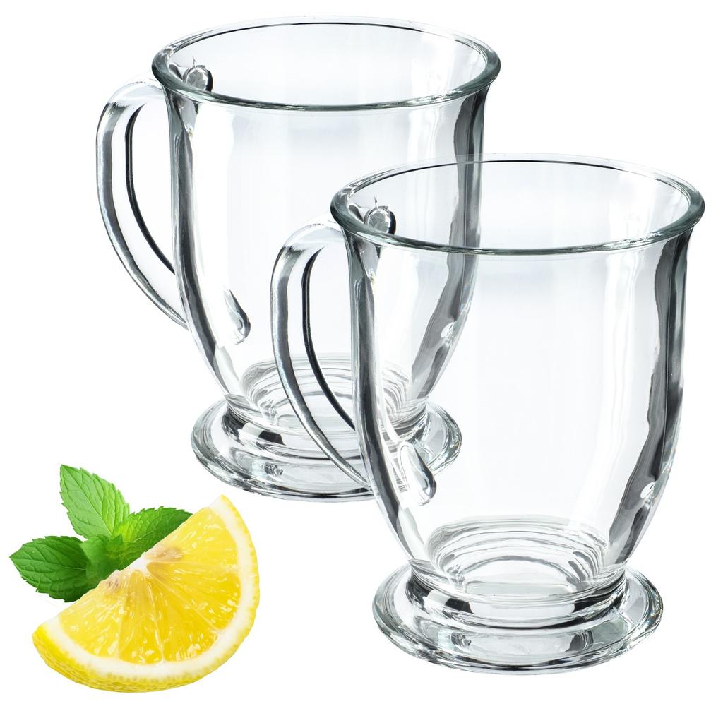 KADAX Sklenice na čaj Kávu 460ml Hrnky s Uchem sada Sklenic 2 ks
