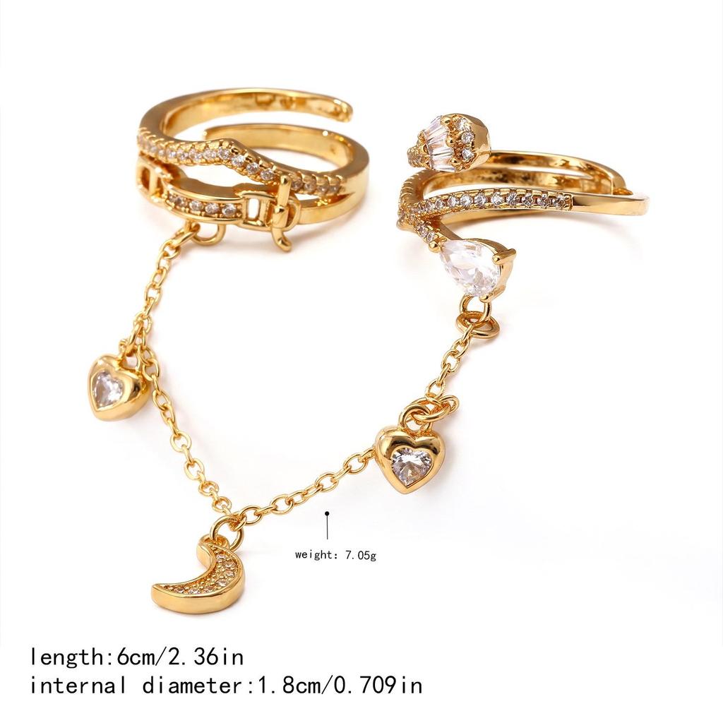 Trendy Fingerless Chain Ring: Creative Copper-Plated Gold Jewelry for Women