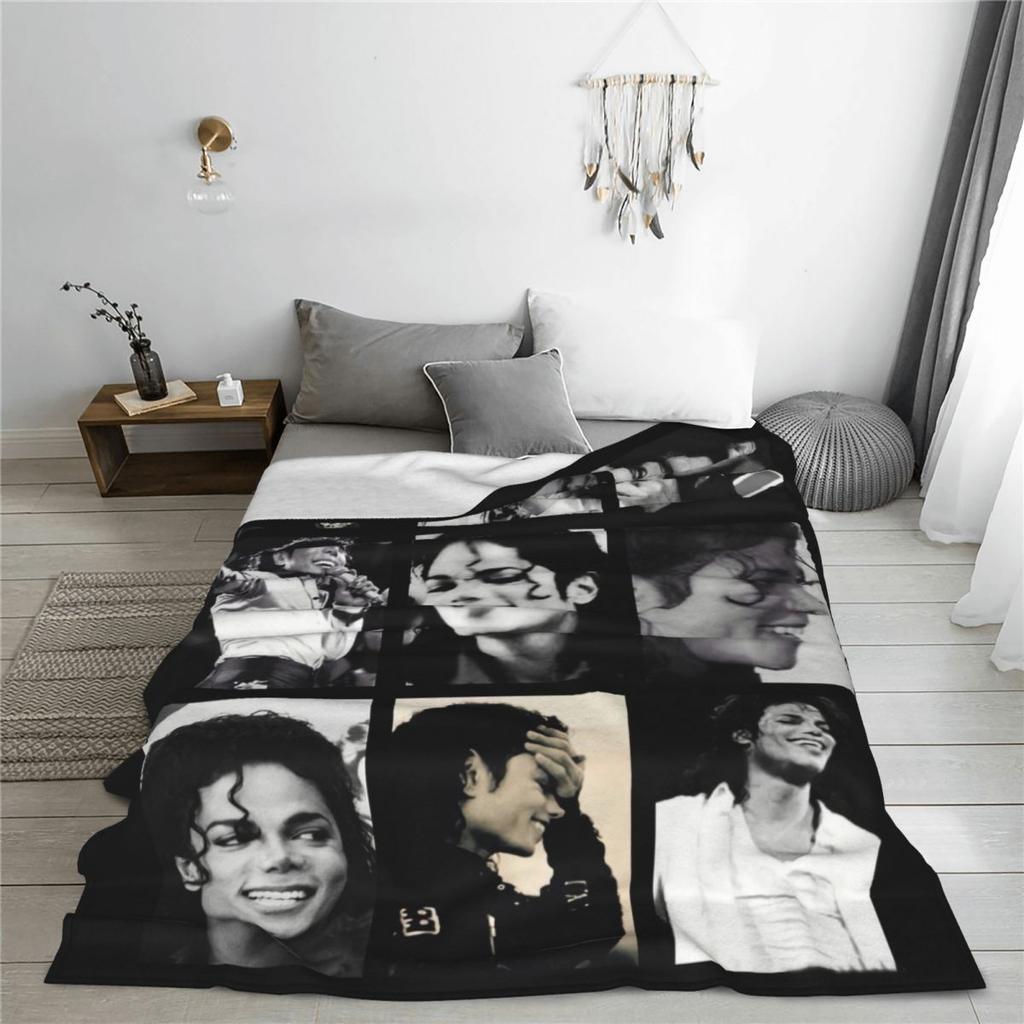MJ M-Michaels Piosenkarz Koc J-Jacksons Zdjęcie Kempingowy Flanelowy Koc Ciepły Miękki Kanapa Fotel Sofa Łóżko Prześcieradło Prezent