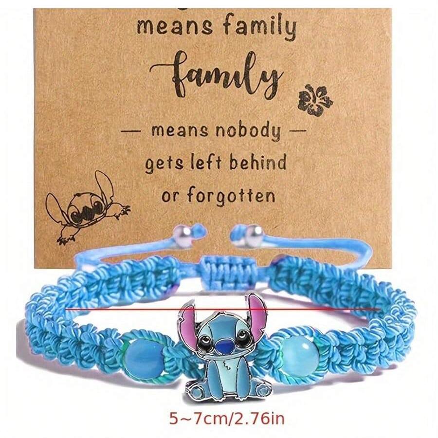 

MINISO Аниме Браслет Стич Мультяшный Лило и Стич Кавайный Браслет на Запястье Детский Браслет для Девочек и Мальчиков Регулируемый Браслет Подарки