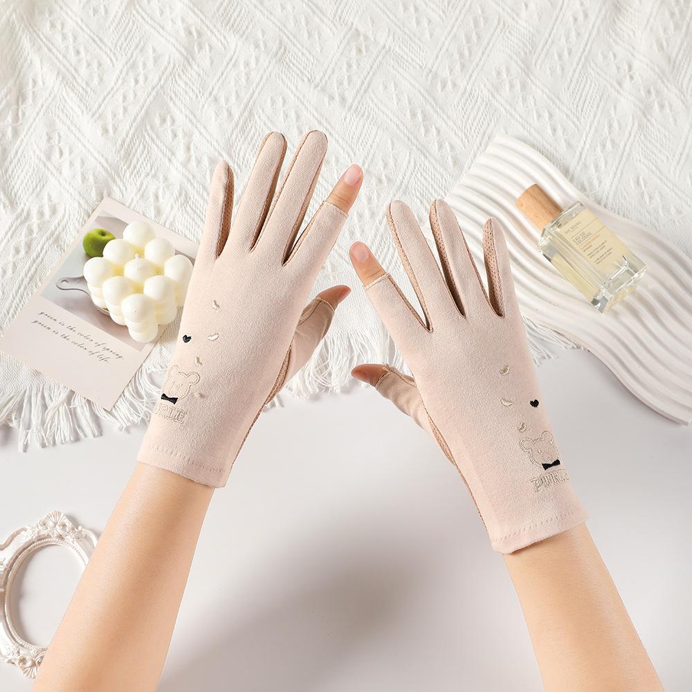Sun Protection Gloves for Women In Summer Driving Electric Bike Riding Anti Slip Anti UV Thin Style Cute Summer Gloves