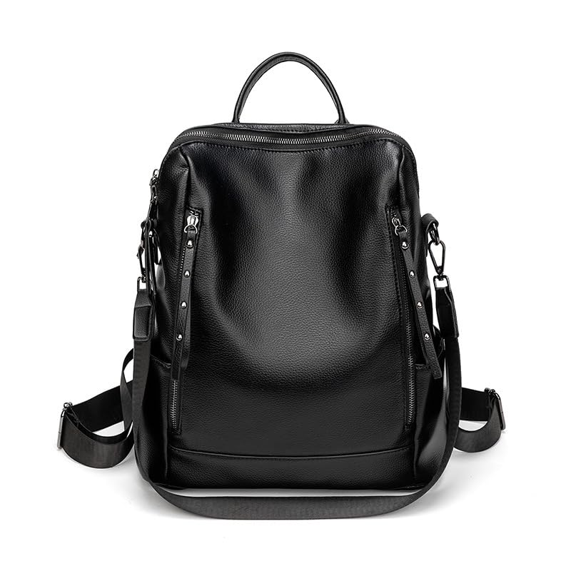 

PU Popular for Commuting [PORCO CASA] Women s Backpack, Leather, A4, Lightweight, Stylish, Water-Repellent, Adults, (Black) чорний