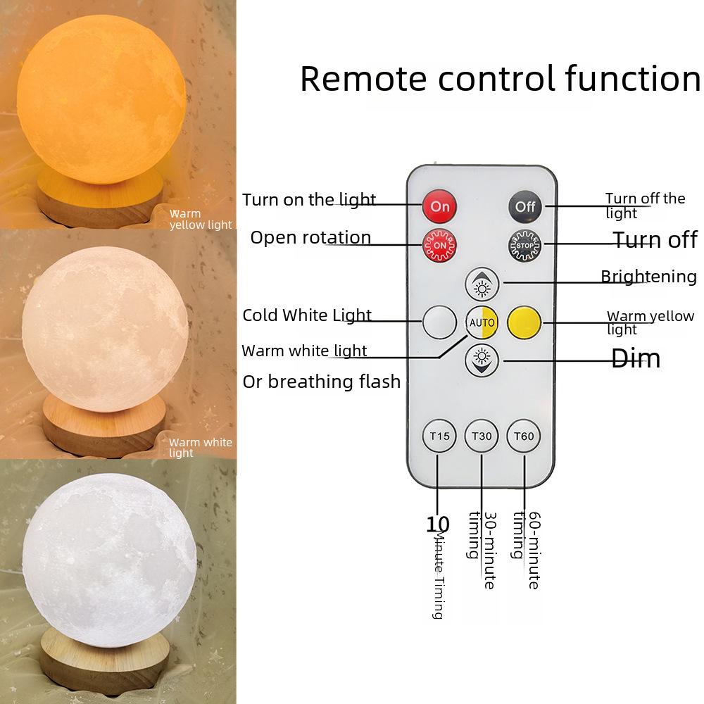 2025 Intelligent Voice Rotating Moon and Planet Bedside Lamp