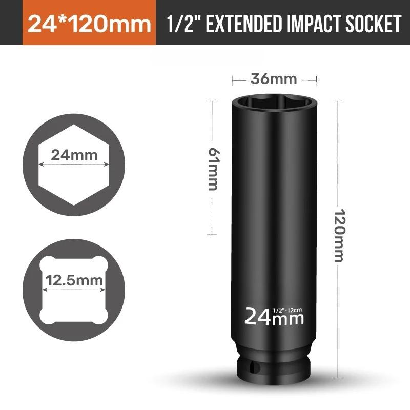 Electric Wrench Socket Connecting Rod Suitable for Hi-Spec 1/2" Extra Long Drive Impact Socket Pneumatic Sleeve Extension Rod