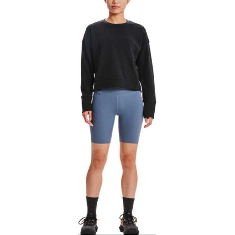 Under Armour Meridian Cold Weather Solid Color Crew Neck Sports Sweatshirt Women Sweatshirt Black 1379880-001
