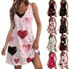 Women's Casual Fashion Valentine's Day Love Heart Printed Dress With Pockets