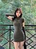 French Retro Dress with Sleeves for Women's Summer New Slim and Thin Sexy Hottie Fashion Hip Skirt