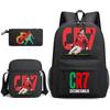 Cr7 Youth Fashion Children'S Student Schoolbag Three-Piece Set Backpack Satchel Pencil Case