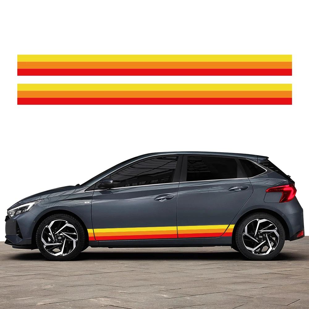 2PCS Car Waist Side Skirt Decor Sticker PVC Decal Accessories For Hyundai i20 WRC N Line 2009 2010 2011 2012 2017 2018 2025 2025