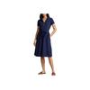 Polo Ralph Lauren Solid Color Belted Polo Collar A-Line Short Sleeve Dress Women dresses Dark-Blue WMPODRSNFA20247-410