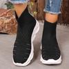 2024 New Shoes for Women Slip On Women's Vulcanize Shoes Spring Round Toe Solid Net Cloth Elastic Fabric Breathable Casual Shoes