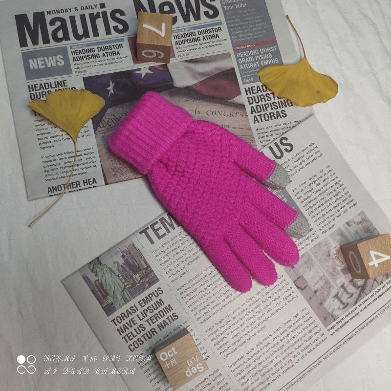 Touch Screen Gloves Women's Winter Knitted Fleece Jacquard Thickened Non-slip Warm Fashion Winter Gloves