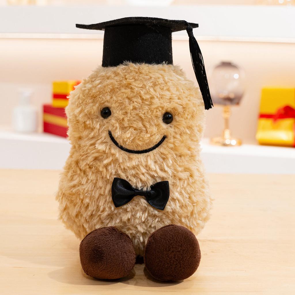 Potato Plush Peanut Doll Wearing A Doctoral Cap Tie And Glasses Design For Gift