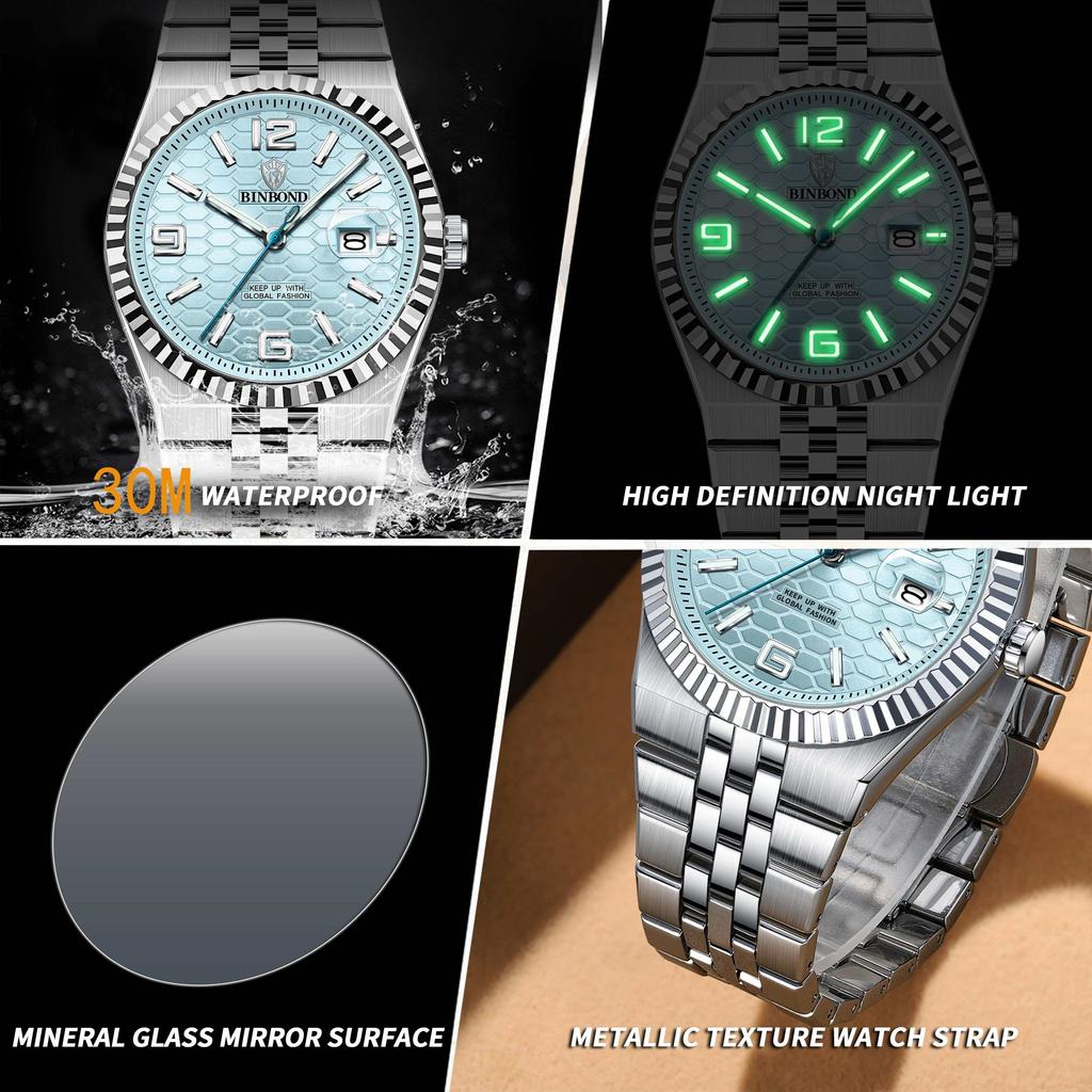 2025NEW Luxury Quartz Man Wristwatch Business Men Watches Waterproof Luminous Date Stainless Steel Men's Watch