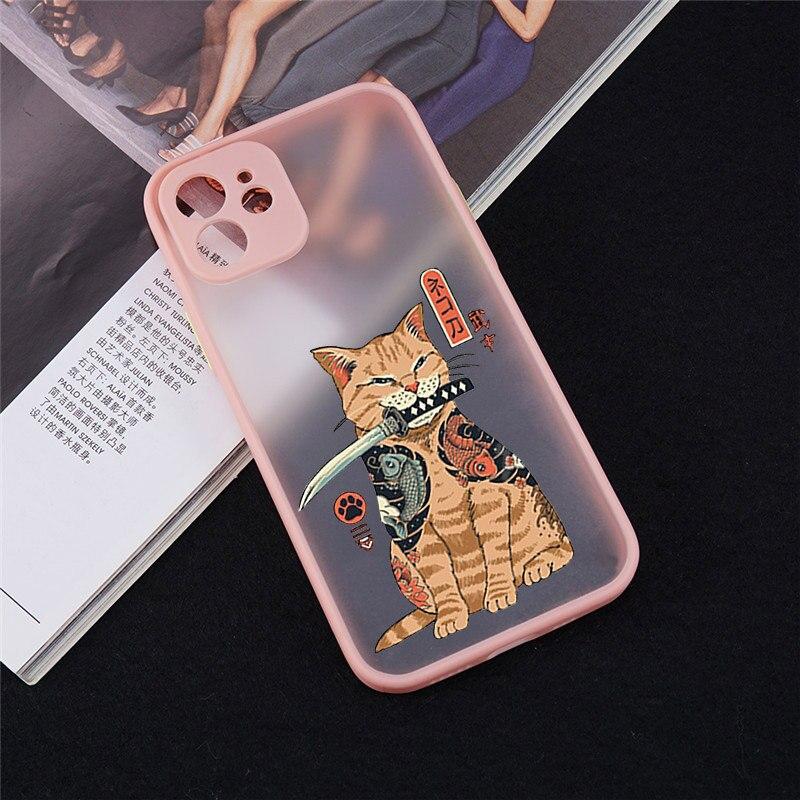 Pouzdro na telefon Neko Ramen Japan Cat Anime pro iPhone 13 11 Pro 12 7 XS MAX X XR SE2 8Plus Cool Clear Clear Hard Matte Cover Fundas