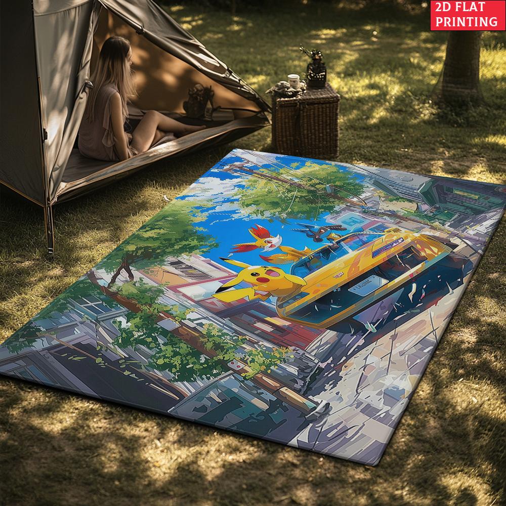 Anime Style City Car & Cute Creatures Area Rug Non Slip Soft Floor Mat For  Living Room Entryway Bathroom Decor Washable Doormat