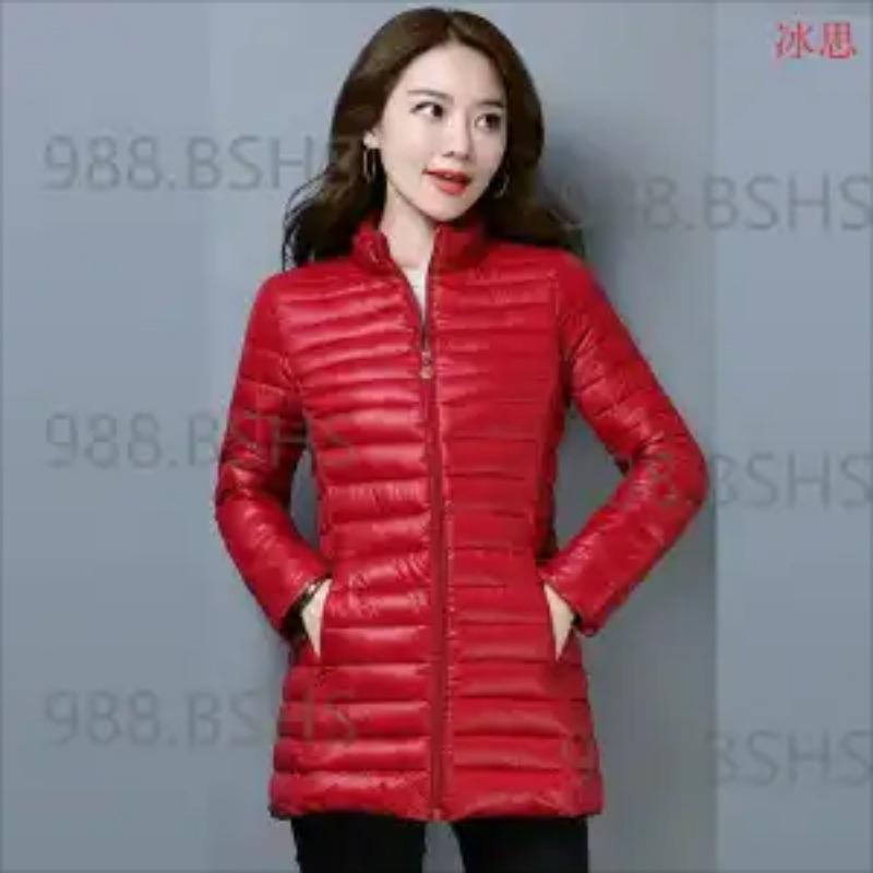Thin Down Cotton Jacket Women Mid-length Cotton Jacket Korean Style Slim Autumn Winter