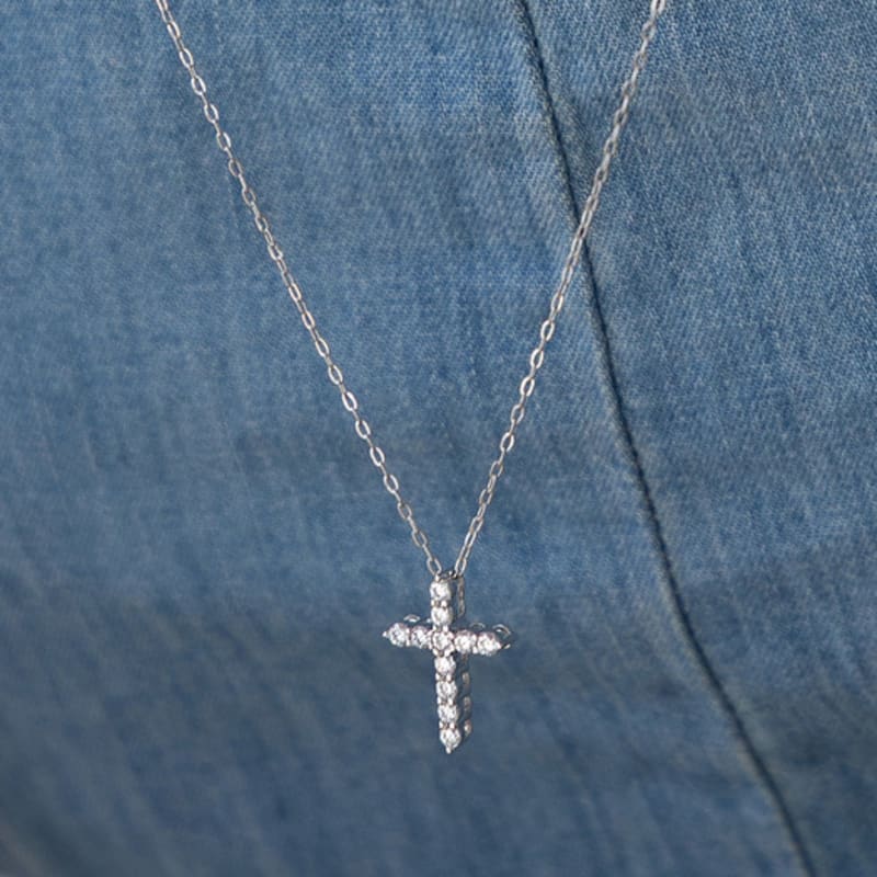 Tatiana (925 Silver) Claire Cross Pendant Long Necklace NZ2487