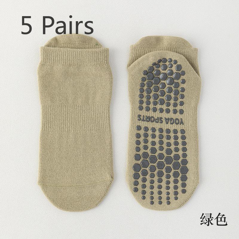 5 Pairs of Women's Spring and Autumn Cotton Non Slip Indoor Fitness Jump Yoga Sports Socks