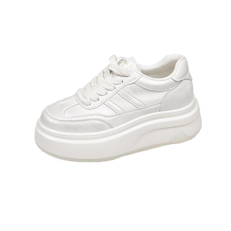 Leather polished platform Internet celebrity white shoes women's 2025 autumn new heightening lightweight board shoes casual sports women's shoes tide