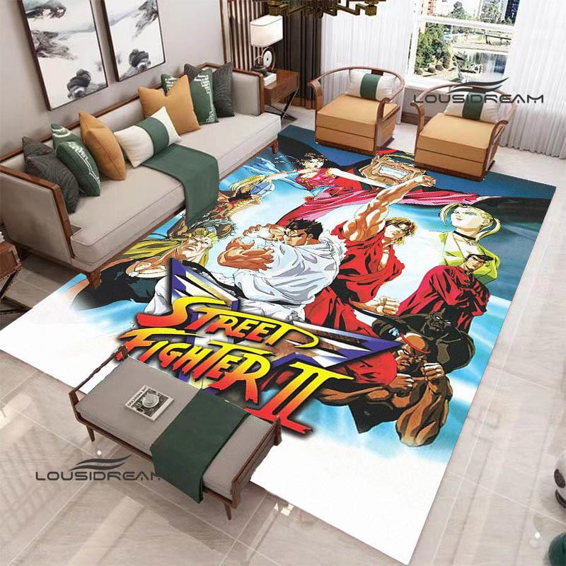 Klassisches Spiel Street Fighter Bedruckter Teppich Wohnzimmer Schlafzimmer Teppich Rutschfeste Fußmatte Foto-Requisiten Geburtstagsgeschenk