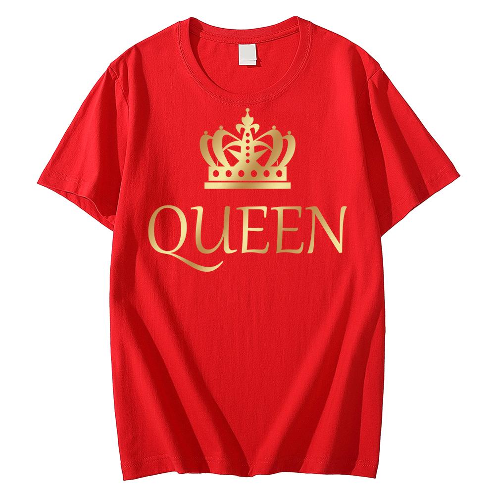2026 Couple T-shirt Summer King Queen Letter Printed Tshirt Valentine's Day Short Sleeve Tees Luxury Brand Free Shipping Tops