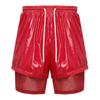 Herren Zweilagige Badeshorts Kordelzug Elastischer Bund Wasserdicht Fitness Schwimmen Sportshorts