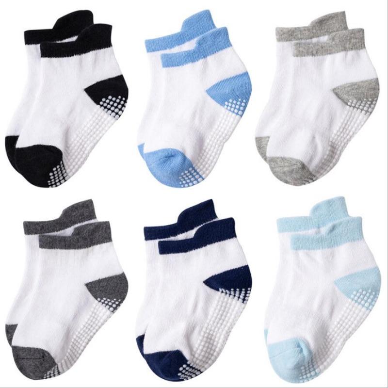 

6 Pairs Socks Set Non-slip Baby Socks Boys And Girls Different Color Chosen Fitted 0 To 36 Months Baby Four Season Socks 0 to 1 year