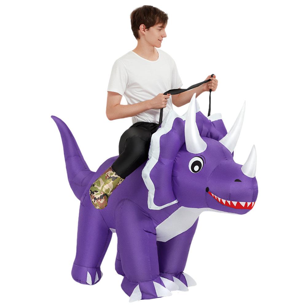 Ride Purple Triceratops Inflatable Costume, Adult
