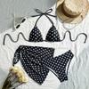 Black and White Polka Dot Bikini Set