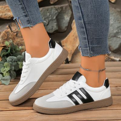 2025 Damen Tennis Sneaker Flats Gemischte Farben Schnürschuhe Vulkanisierte Schuhe Frühling Herbst Outdoor Sneaker Zapatos De Mujer