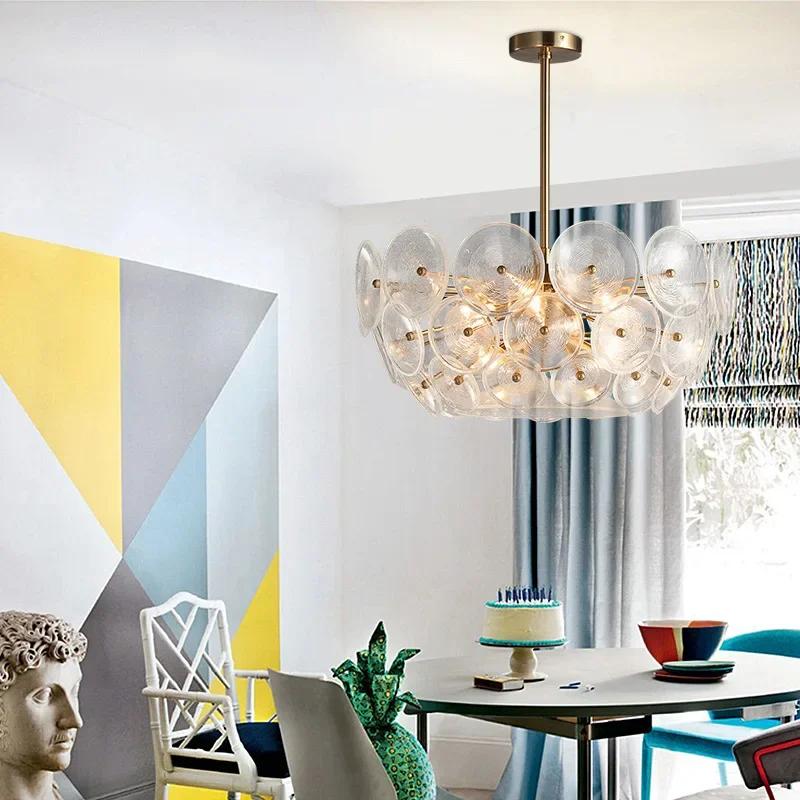 Led Modern Art Glass Ceiling Chandelier Round Models Hanging Light Lustre Pendant Lamp For Loft Living Dining Room Bedroom