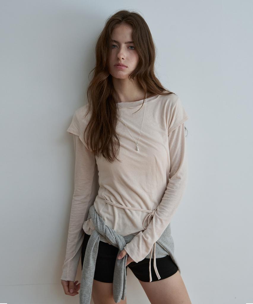 KEYAMO Sheer Layered Set Top_Cool Ash