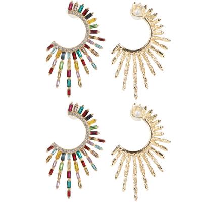 2 Paires Boucles d'Oreilles Simples Géométriques Irrégulières Semi-circulaires en Forme de C Décoration Complète Mode