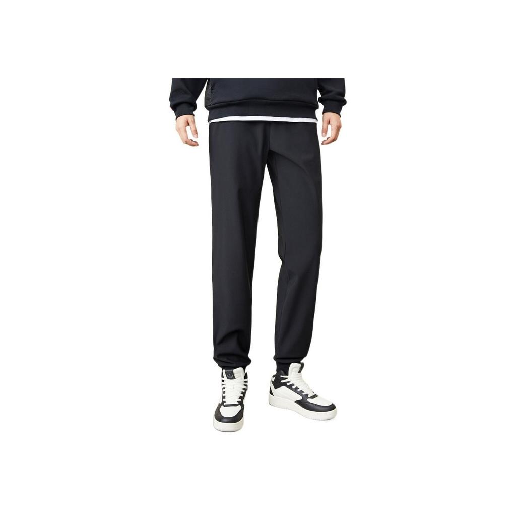 Anta Logo Print Elastic Waist Thickened Cuff Sweatpants Men Bottoms Black 152241308-1
