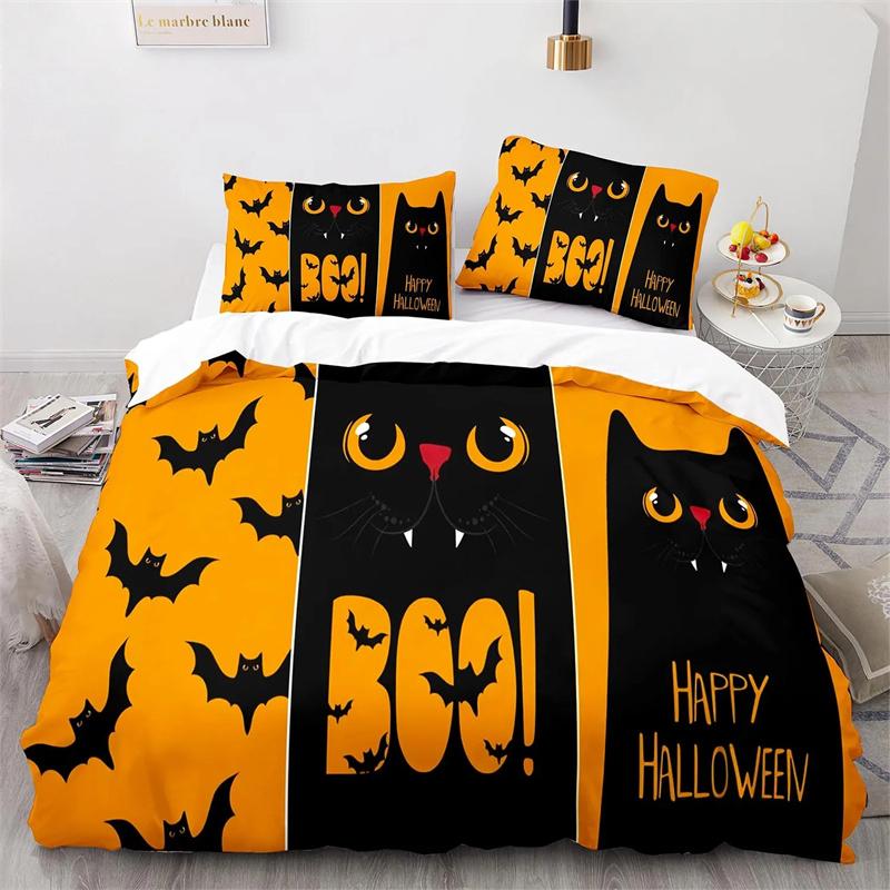 Halloween Boo Duvet Cover Cartoon Eyes for Kids Teens Adults Gift Little Monster Ghost Polyester Quilt Cover Bedroom Decoration